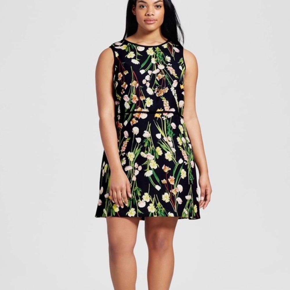 Victoria Beckham Black Floral Dress Summer SZ 1X